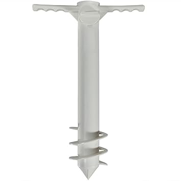 Sunnydaze Beach Umbrella Anchor Stand, Outdoor Sand Auger Screw, Safe and Heavy Duty Plastic Holder