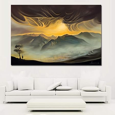 Zgwxp77 Toile Lac De Glace Et Montagne Peinture Art Peinture Murale Famille Decoration Illustration Amazon Fr Cuisine Maison