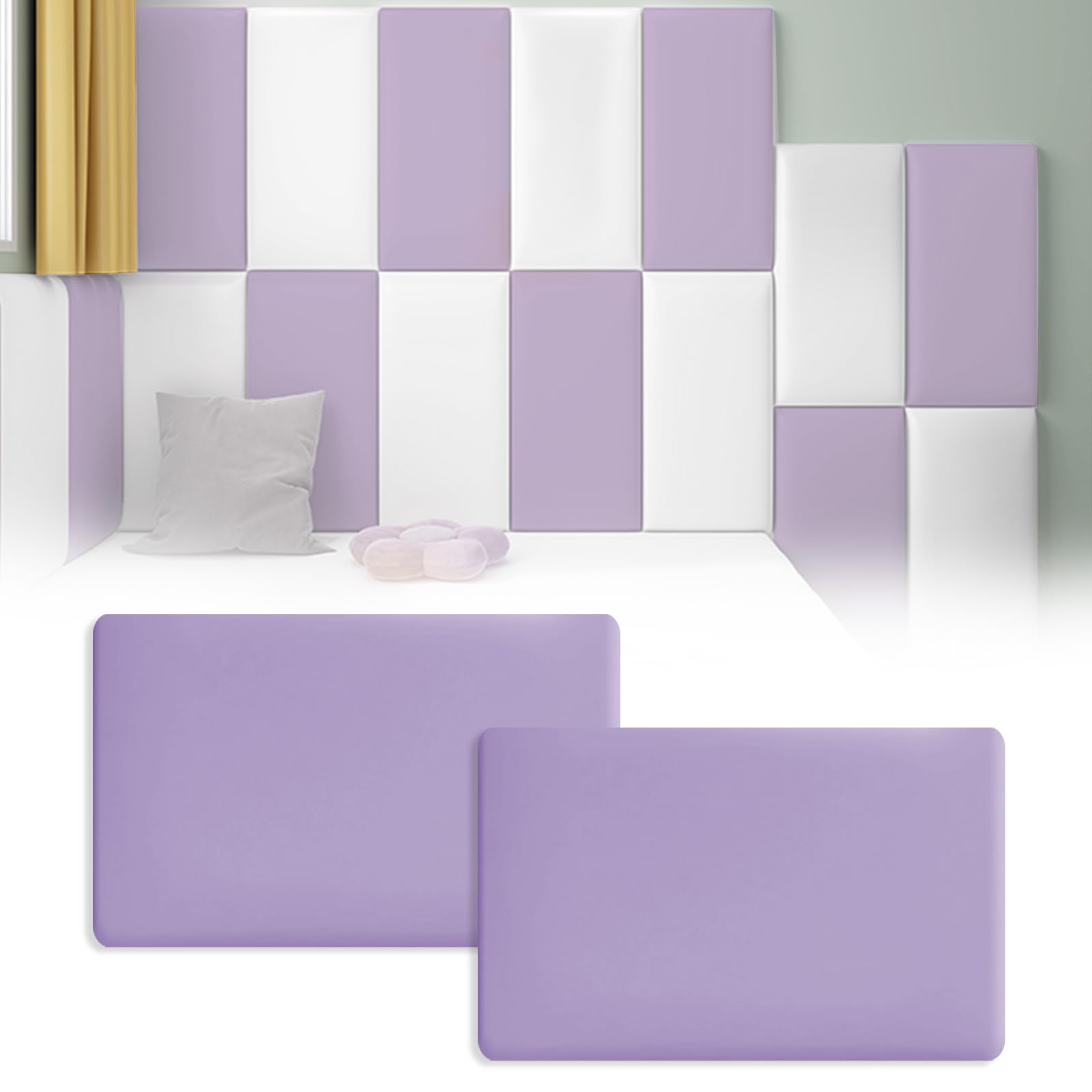 2 PCs, 40 * 30cm, Anti-Collision Wall Padding, Wall Cushion Padding, Soft Bag Wall Panels, Wall Cushion Protection for Kids, Peel and Stick (Mauve)
