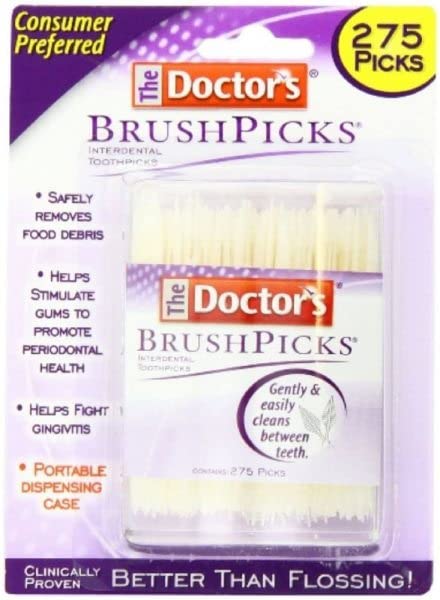 THE DOCTOR’S BRUSHPICKS, INTERDENTAL BRUSHES & DENTAL PICKS, GENTLY REMOVE FOOD DEBRIS FROM BRACES & DENTAL WORK, 275 COUNT