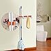 Bosszi Broom Holder Mop Holder Gardening Tools Organizer, SUS 304 Stainless Steel Brushed & Non-Slip Silicone Self-Adhesive Mounted Storage Racks with 3 Positions & 4 Hooks Holds Up to 7 Tools Firmly