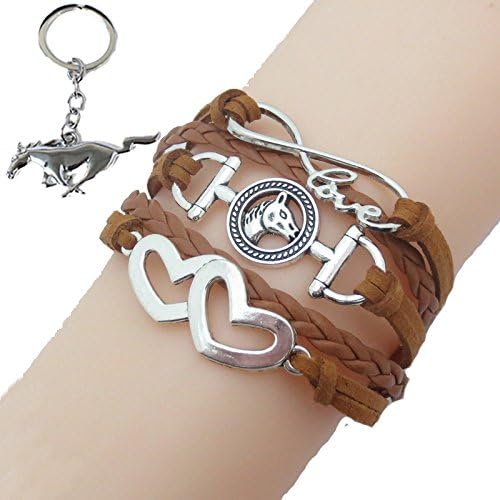 Girls Horse Bracelet - HorseGifts Equestrian Bracelet &amp; Keychain - Love Horses Bit Bracelet &amp; Chrome 3D Horse Keychain