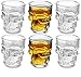 Circleware Skull Face Heavy Base Whiskey Shot Glasses, Set of 6 Party Home Entertainment Dining Beverage Drinking Glassware for Brandy, Liquor, Bar Decor, Jello Cups, 1.7 oz, Fun Shooters, 1.75 oz,