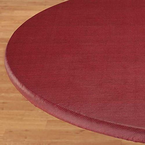 LAMINET Elastic Fitted Table Cover - Basketweave (RED) - Large Round - Fits Tables up to 45-56” Diameter