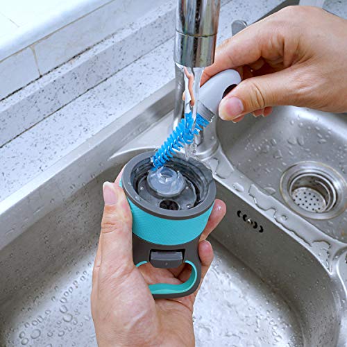 Bottle Brush with Nipple Cleaner, Long Handle Water Bottle Scrubbing Brush, Built for Cleaning