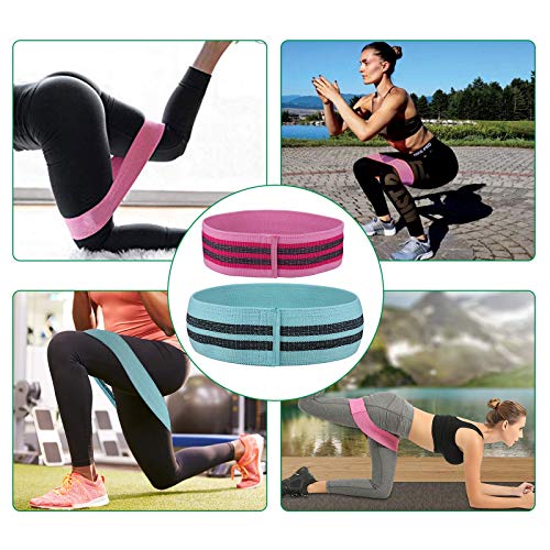Tiaoyeer Hip Resistance Band for Legs and Butt Workout Non Slip Hip Exercise Band,Set of 3 Hip Band Exercise Loop for Warm up, Arms, Glutes, Abs, 80 Day Obsession, Never Roll Up & Carry Bag