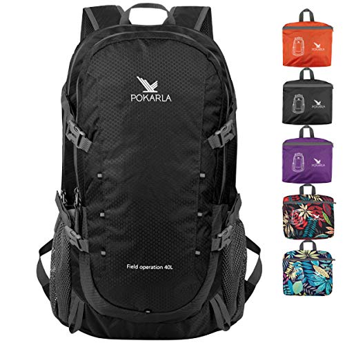 POKARLA 223540L Lightweight Packable Backpack Hiking Daypack Walking Rucksack Foldable Camping Sports Outdoor Knapsack for Women Men