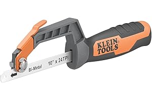 Klein Tools 31432 Compact Medium-Cut Hacksaw, 10-Inch 24 TPI Bi-Metal Blade Hand Saw, Cuts Thin Wall Copper and Aluminum, PVC