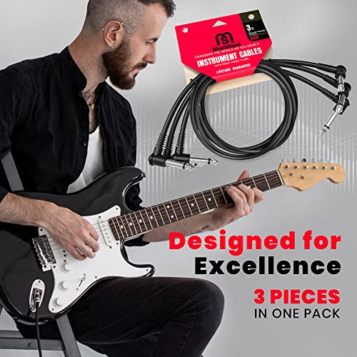 Guitar Cable for Pedalboard Effects with Right Angle Plug Ideal