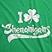 Mens St Patricks Day Shirt – Funny Irish I Clover Shenanigans Tee, Lucky Clover Graphic T Shirt, Soft Cotton Green Shamrock Outfit for Pub Crawls and Holiday Parties - Green - L