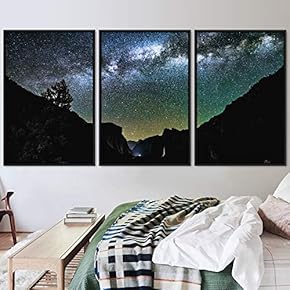 signwin 3 Piece Framed Canvas Wall Art Starry...