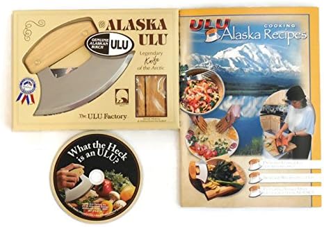 Alaska Ulu Knife Bundle With Ulu DVD and Ulu Cookbook. This Ulu Knife Can Be Used As Mezzaluna Chopper