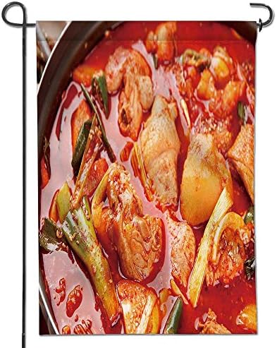 AmaPark Welcome Pineapple Garden Flag| Double-sided,dakbokkeumtang braised spicy chicken chicken roast chicken spicy hot chili red pepper paste Great Design Yard Flag 12" x 18"