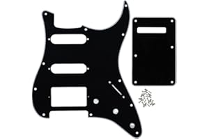 IKN 3Ply Black HSS Pickguard Scratch Plate Guitar BackPlate Set for Standard ST Modern Style Guitar Part