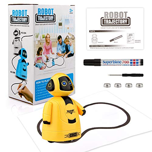 Betheaces Mini Inductive Robot Kids Magic Pen Boys Girls Birthday Gift Toddler Smart Educational Toys with Eye LED Light Intelligent Novelty Robotics Kit Batteries Included-1 Piece (Yellow) - Thumbnail 6
