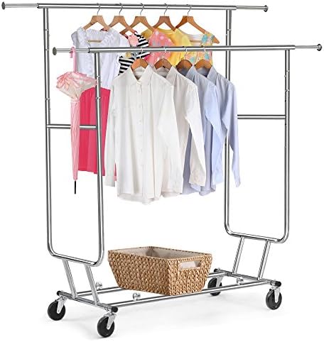 Collapsible Double Rail Commercial Grade Clothing Rack