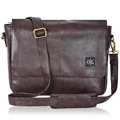 Oak Leathers Leather Messenger Bag for Men and Women Laptop Briefcase