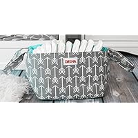 ArtMuseKitsMikash Diaper Storage Caddy by Danha - Portable Diaper Bag and Stacker with Beautiful Gray Arrow Unisex Design - Changing Table Storage Basket and Nappy Caddy