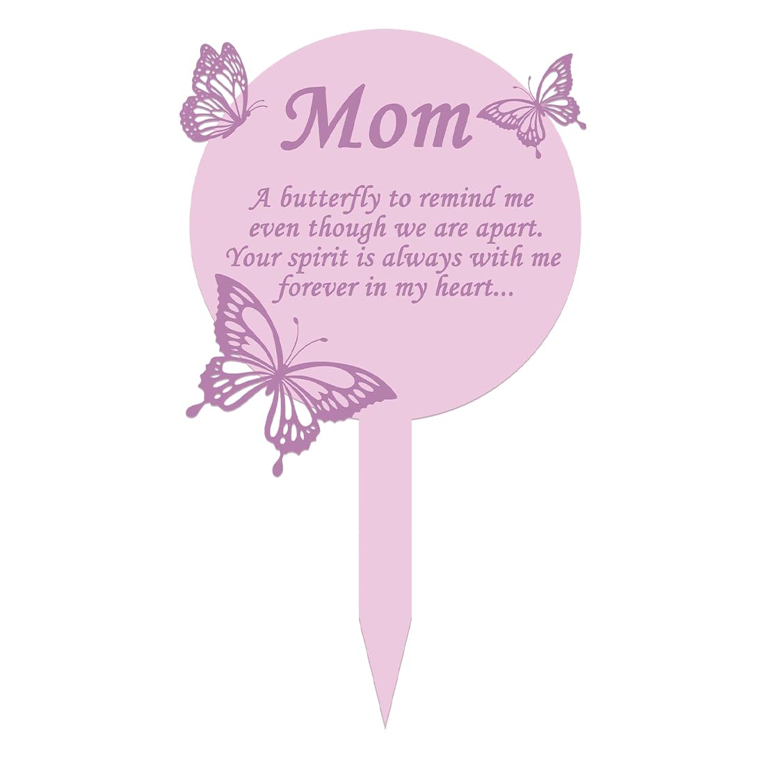 Voyyphixa 11.8X 6.7 Inches Butterflies Grave Stake for Loss of Mom Memorial Grave Markers Memorial Stake Pink Sympathy Grave Plaque Garden Decoration for Cemetery Yard (Mom)