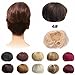 FESHFEN Bridal Hair Bun Updo Scrunchy Scrunchie Hairpiece Wig Hair Ribbon Ponytail Extensions Clips Straight Drawstring Hair Chignons Topknot Knot-4# Medium Brown