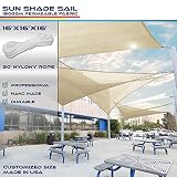 Windscreen4less 16' x 16' x 16' Sun Shade Sail Canopy in Beige with Commercial Grade (3 Year Warranty) Customized Sizes Available