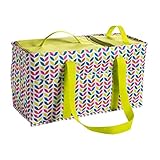 Large Utility Tote Bag With Handles 2 Zippered Coolers, Heavy Duty Fabric - Beach Picnic Basket, Collapsible Grocery Cart, Insulated Lunch Bag for Work, Car Trunk Organizer For Women(Leaves)