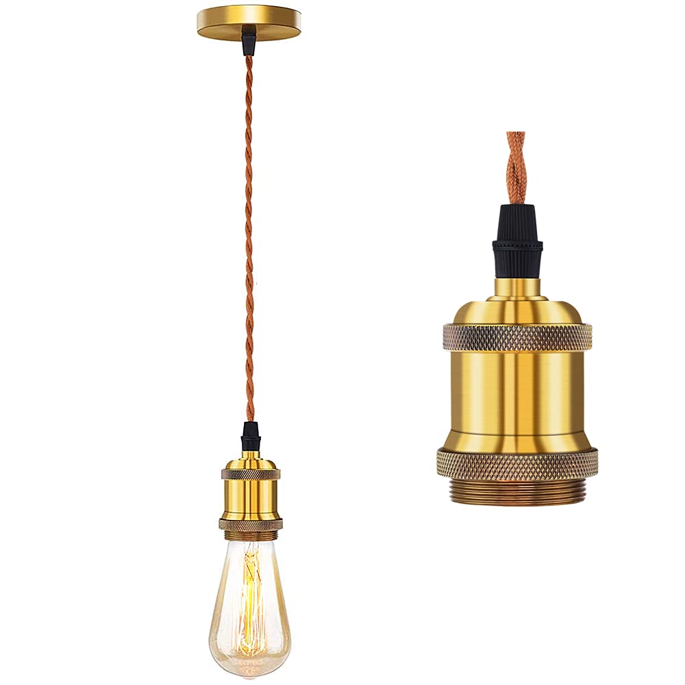 Biqing Pendant Light Fitting Vintage Ceiling Rose Lamp E27 Socket with Flex Cable (1, Copper) — image 1