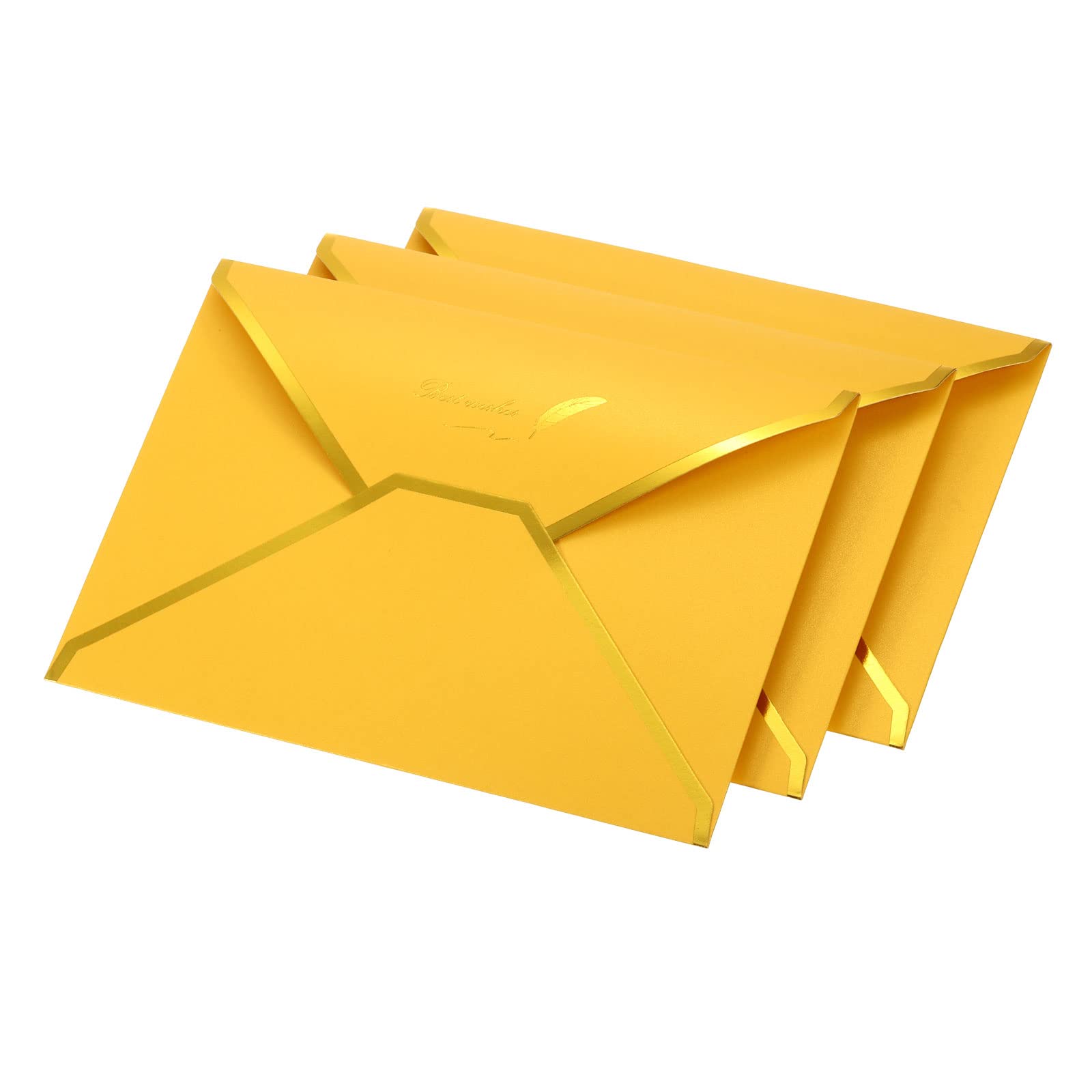 YOKIVE 20 Pack Gift Card Envelopes, V Flap Foil Border | Mini Luxury Mailing Envelope, Great for Invitations Weddings Birthdays(Yellow) — image 1