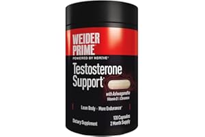 Weider Prime Testosterone Supplement for Men, Healthy , Support to Help Boost Strength and Build Lean Muscle, 120 Capsules