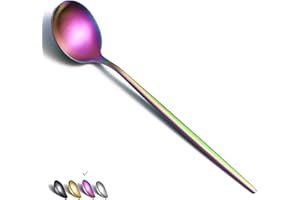 Matt Rainbow Dinner Spoons 6 Piece, 8.1'' Stainless Steel Tablespoons, Soup Spoons, Spoons Silverware for Home, Dishwasher Sa