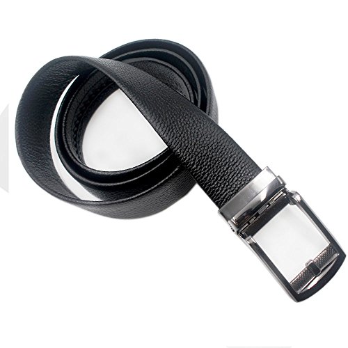 Mens Rachet Dress Belts Black with Automatic Sliding Buckle Click Belt Fits up to 44