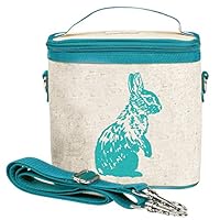 SoYoung Small Cooler Bag - Lunch - Raw Linen, Eco-Friendly, Retro-Inspired and Easy to Clean (Aqua Bunny)