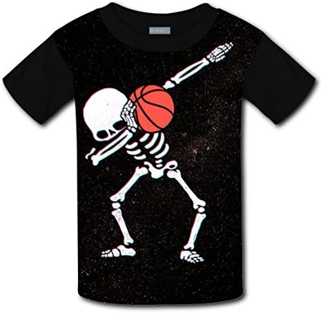 DAB Dabbing Skeleton Basketball T-Shirt Unisex Kids Original Design Short Sleeve Tee T-Shirts