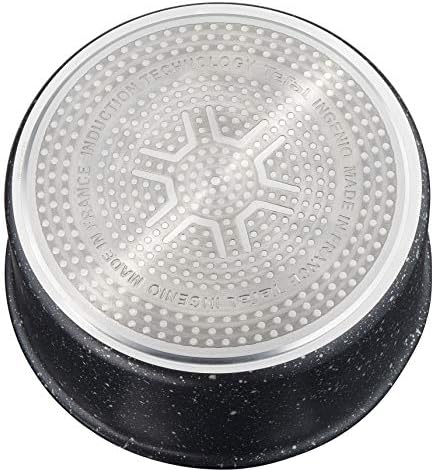 Tefal Ingenio Authentic Set de 3 Casseroles 16/18/20 cm (1,5/2,1/3 L) + 1 Poignée Amovible Induction, Antiadhésif, Noir Moucheté L6719012