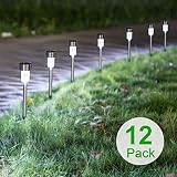 Sunnest Solar Powered Pathway Lights, Solar Garden Lights Outdoor, Stainless Steel Landscape Lighting for Lawn/Patio/Yard/Walkway/Driveway (12 Pack)