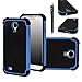 Galaxy S4 Case, E LV Galaxy S4 Case Hybrid Dual Layer Armor Defender Protective Case Cover (Hard Plastic with Soft Silicon) for Samsung Galaxy S4 S IV i9500 (BLUE)