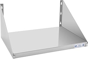 HALLY SINKS & TABLES H HALLY Stainless Steel Microwave Shelf 18"x24" 185 lb, NSF Commercial Heavy Duty Metal Appliance Wall Mount Floating Shelving for Restaurant, Kitchen, Bar, Home and Hotel