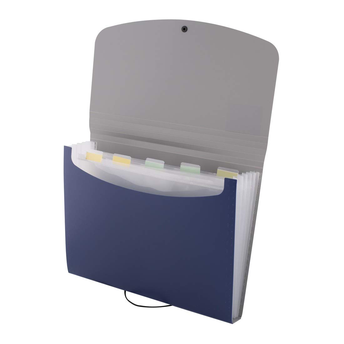 D.RECT 5566 Pockets Folder A4 | Portable Organiser for Files and Documents, Round Elasticated Strap with Button Closure, for Home, School, Work and Travel | 6 Pockets | Blue