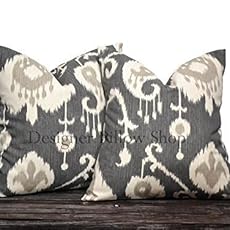 Amazon Com Charcoal Gray Ikat Pillow Cover Set Handmade