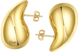 Ascona 25/32/47mm Chunky Gold Hoop Earrings for Women | Lightweight Tear Drop Earrings | Gold Drop Earrings for Women