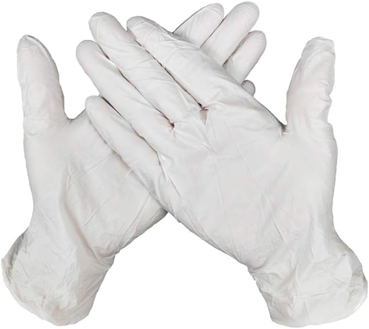 100 Pcs Black Disposable Nitrile Gloves Water and Oil Resistant for Mechanics Cleaning or Tattoo Applications Latex-Free Powder-Free Gloves (White S)