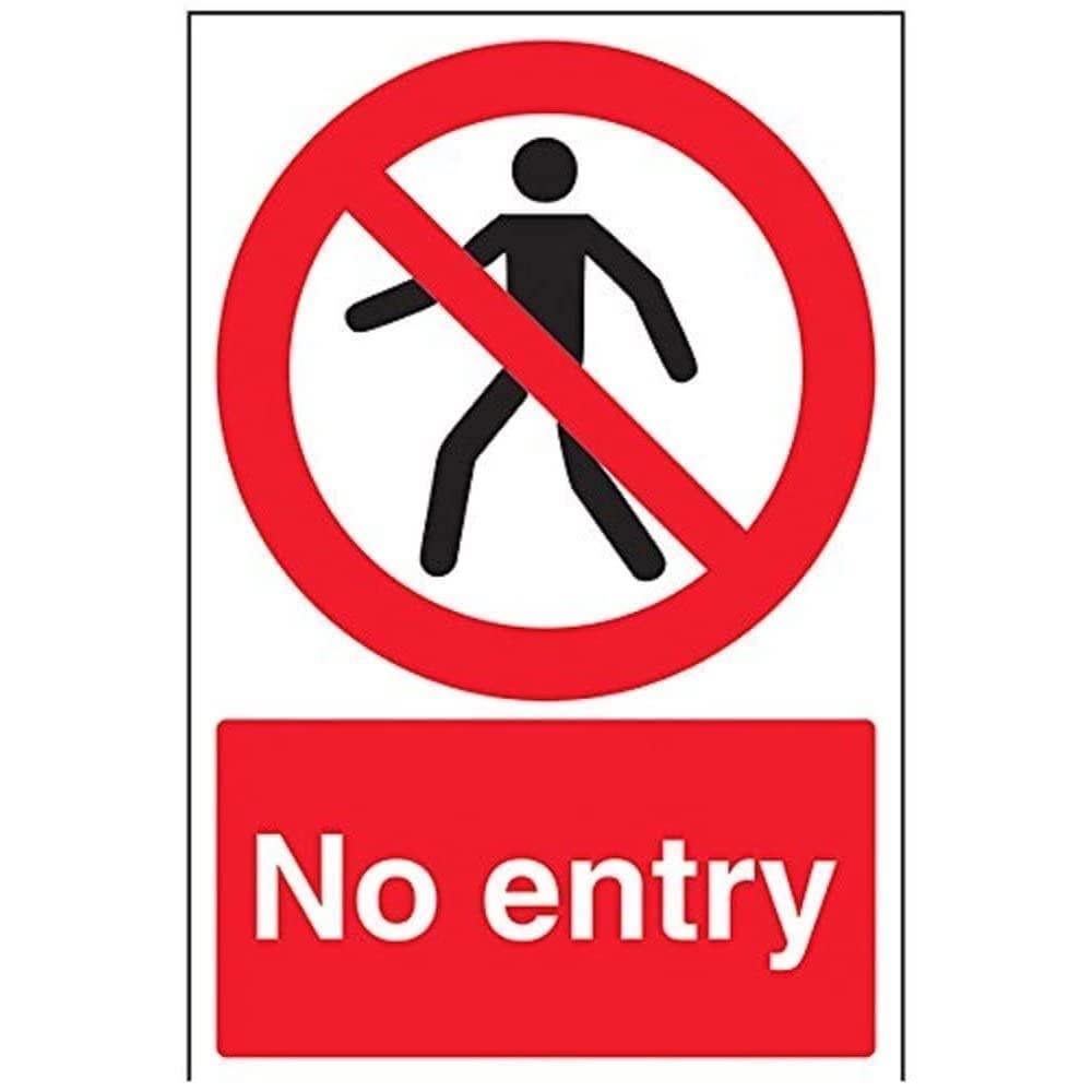 V Safety 52016AU-R No Entry Pedestrian Prohibition Sign - Portrait - 200mm x 300mm - 1mm Rigid Plastic, Black/Red — image 1