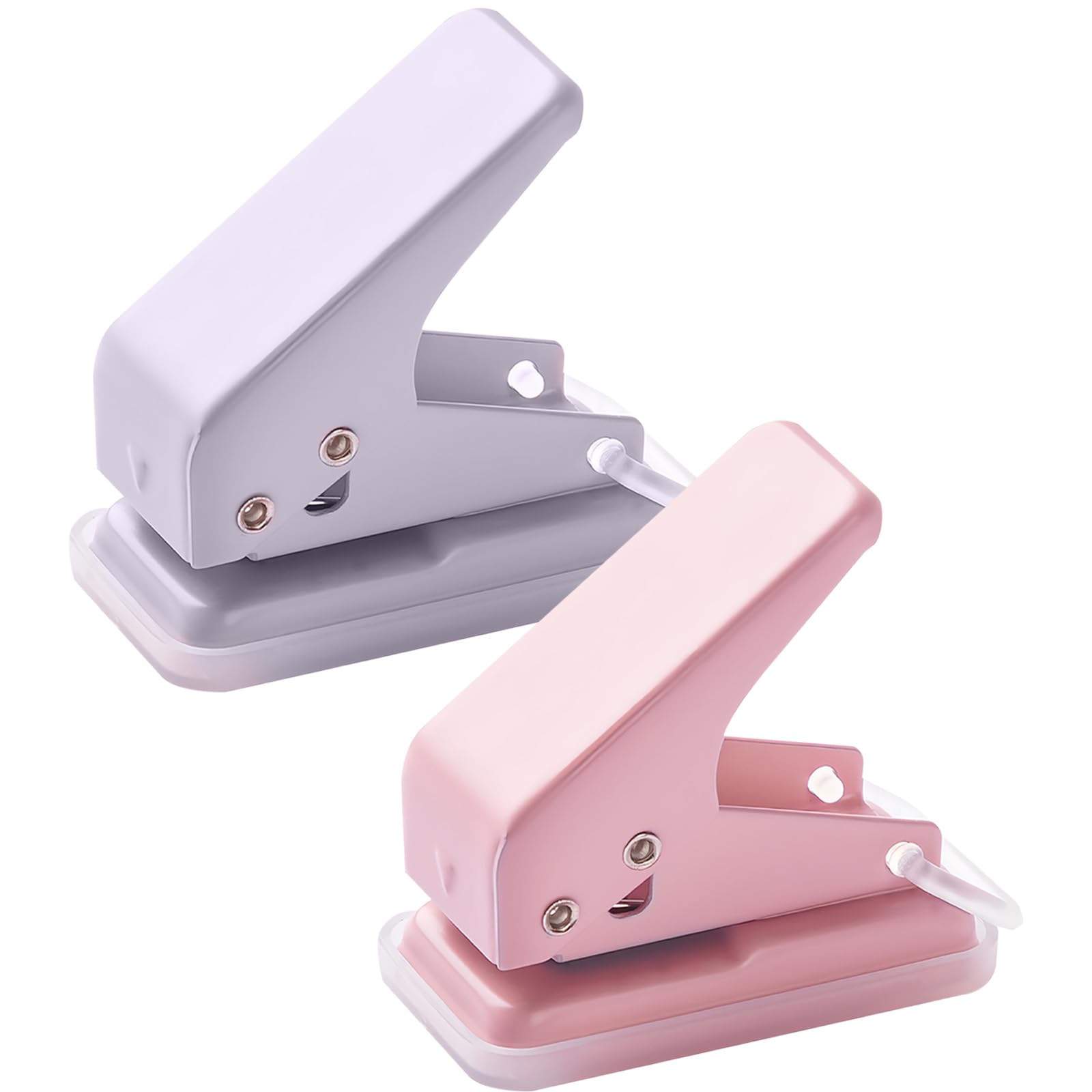 2 Pack Mini Single Hole Punch, 6mm 1/4 Inch Circle Holes 10 Sheet Punch Capacity Tiny Portable Hole Puncher for Paper Chipboard Index Cards Card Stock and Art Project (Pink & Purple)