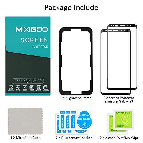 mixigoo 2 Pièces Verre Trempé pour Samsung Galaxy S9, Couverture Complète Film Protection écran Galaxy S9 avec Cadre d\'Alignement Anti-Rayures sans Bulles Protecteur D\'écran pour Samsung Galaxy S9