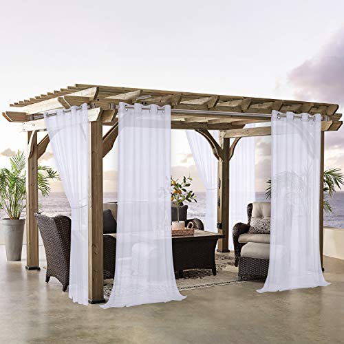 LORDTEX Burlap Linen Look Outdoor Curtains for Patio 2 Panels