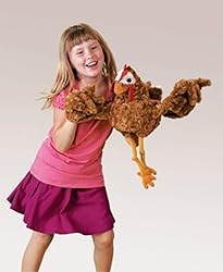 Folkmanis Chicken Two-Handed Puppet, Orange-red, 1 EA