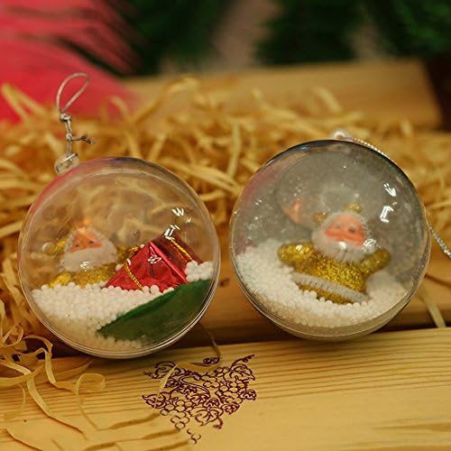 Christmas Ball Ornaments Clear EDICP Plastic Fillable Ball Upper Transparent and Lower Color,1.36/3.15Inch Set of 12 (L)