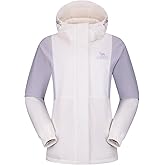 CAMEL Women's Ski Jacket Waterproof Winter Coat Warm Hooded Snowboard Jacket Windproof Mountain Rain Windbreaker