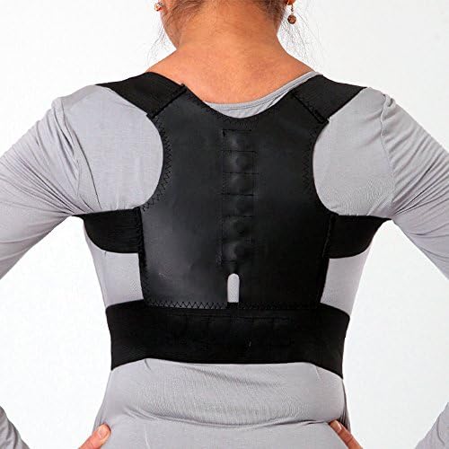 Active Authority Magnetic Back Support Belt Corrector Shoulder Posture Brace Belt for Men or Women - Small, 28.74"-29.13" (Black)