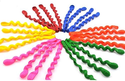 XQL 100pcs Fun &amp; Cool Twist Spiral Latex Balloons Wedding Kids Birthday Party Decor Colorful Balloons Gift Assorted Colors